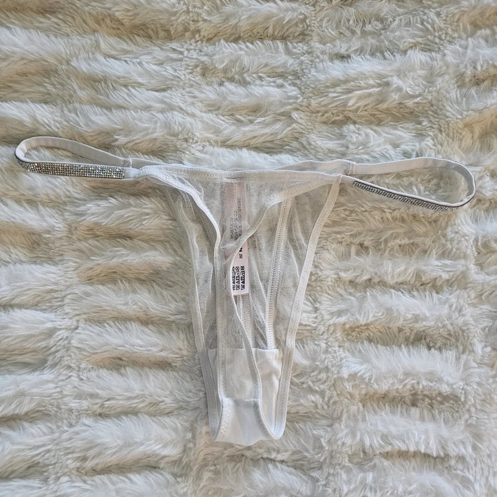 Victoria's Secret White Sheer Shine Thong Small - Picture 3 of 3